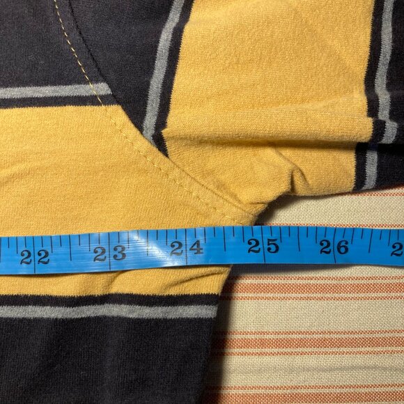 Mens Yellow Stripped Long Sleeve Polo Shirt - Picture 4 of 5